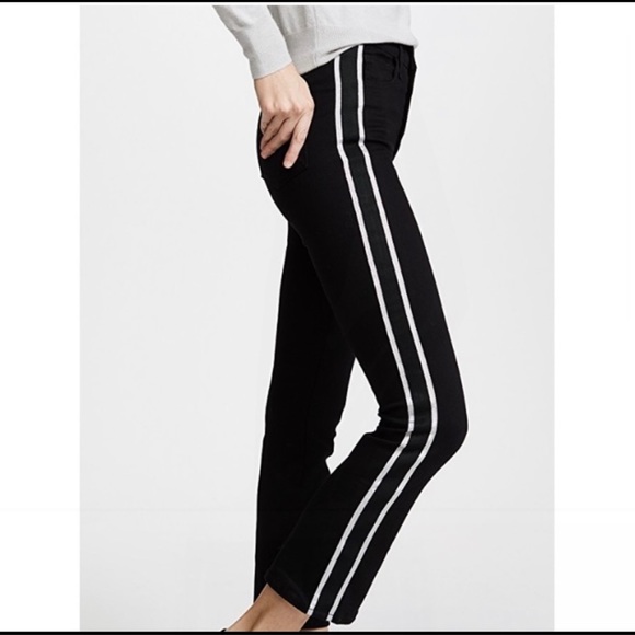 Veronica Beard Carolyn Jean Baby Boot Raven Tuxedo Stripe Jeans 27 - Picture 3 of 9